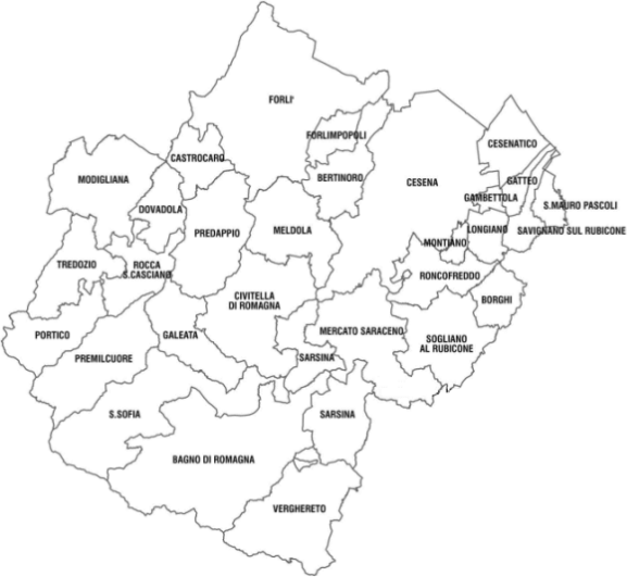 Cartina della provincia di Forlì-Cesena